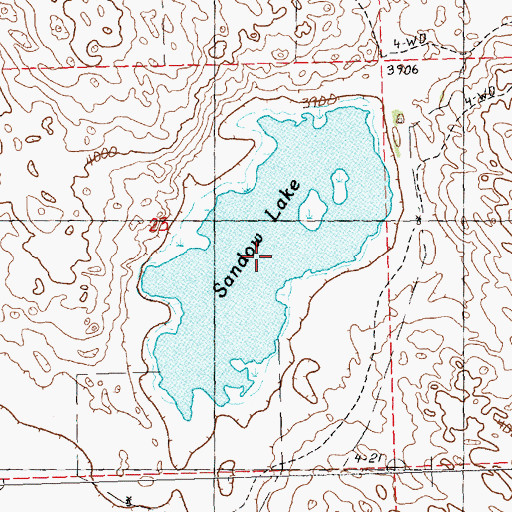Topographic Map of Sandow Lake, NE