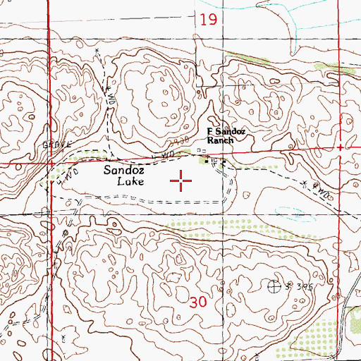 Topographic Map of Sandoz Lake, NE
