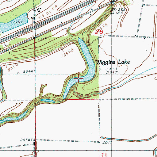 Topographic Map of Wiggins Lake, AR
