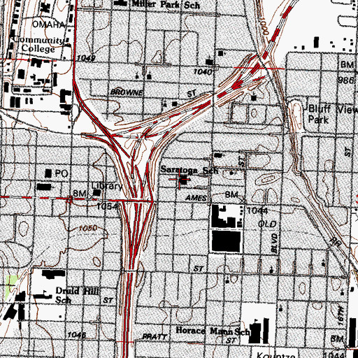 Topographic Map of Saratoga Elementary School, NE