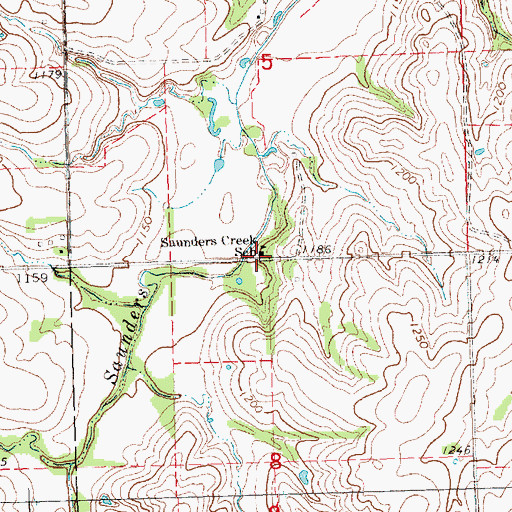 Topographic Map of Saunders Creek School, NE