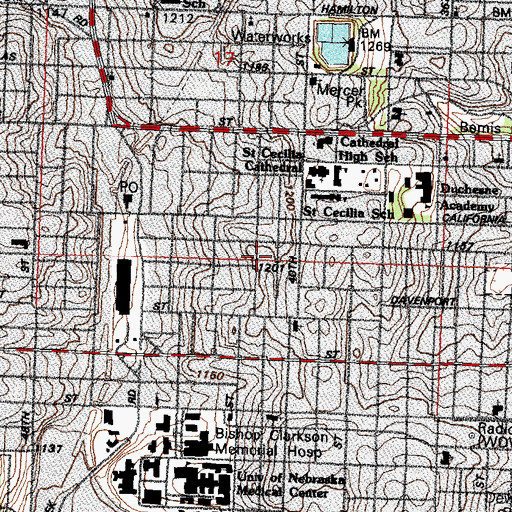 Topographic Map of Saunders School, NE