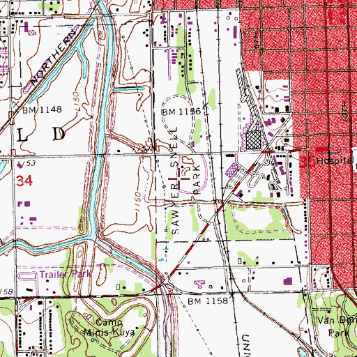 Topographic Map of Sawyer Snell Park, NE