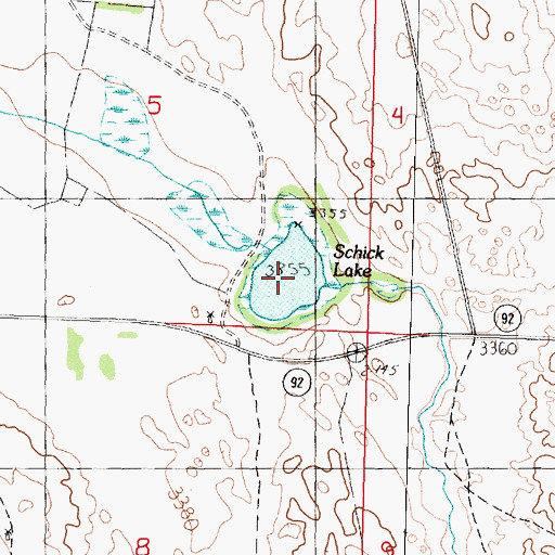 Topographic Map of Schick Lake, NE