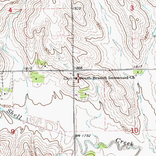 Topographic Map of School Branch Immanuel Church, NE