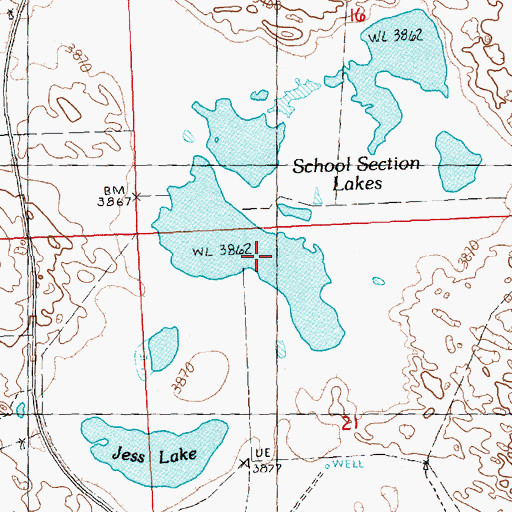 Topographic Map of School Section Lakes, NE