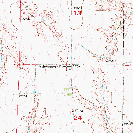 Topographic Map of Center Point Cemetery, NE