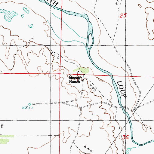 Topographic Map of Moody Ranch, NE