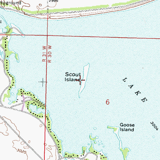 Topographic Map of Scout Island, NE