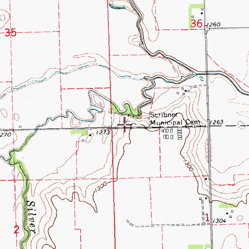 Topographic Map of Scribner Municipal Cemetery, NE