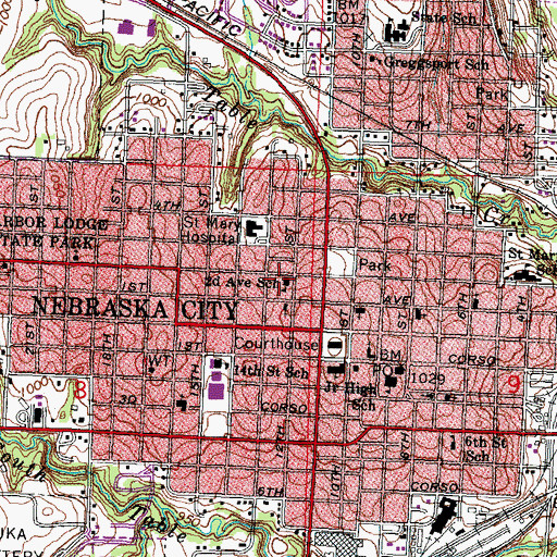 Topographic Map of Second Ave School, NE