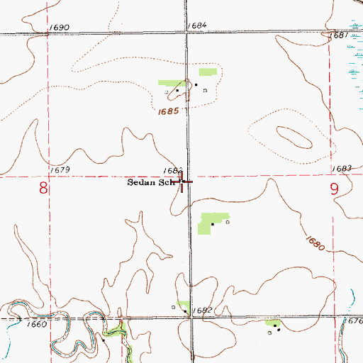 Topographic Map of Sedan School, NE