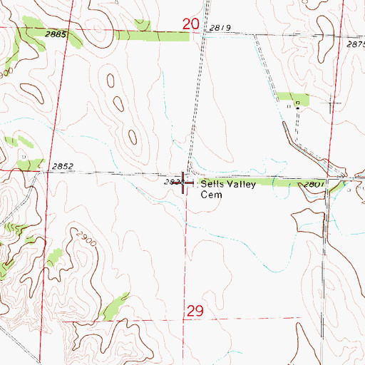 Topographic Map of Sells Valley Cemetery, NE