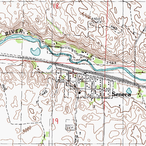 Topographic Map of Seneca, NE
