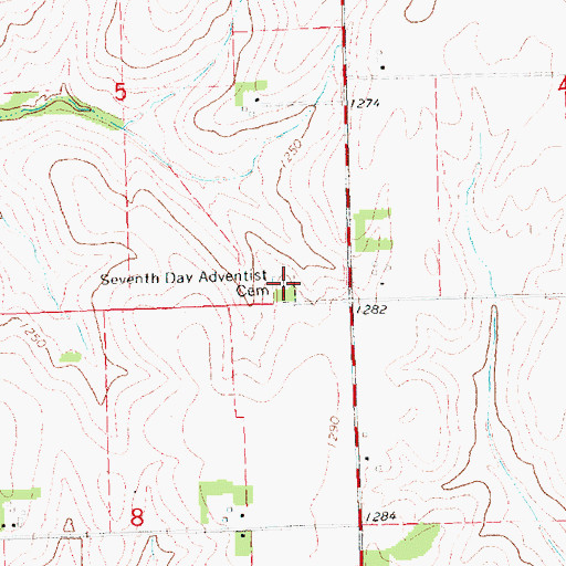 Topographic Map of Seventh Day Adventist Cemetery, NE
