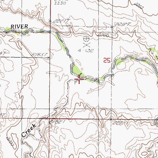 Topographic Map of Shadley Creek, SD