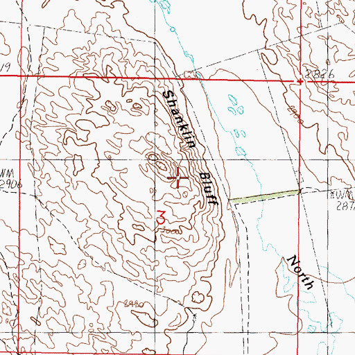 Topographic Map of Shanklin Bluff, NE