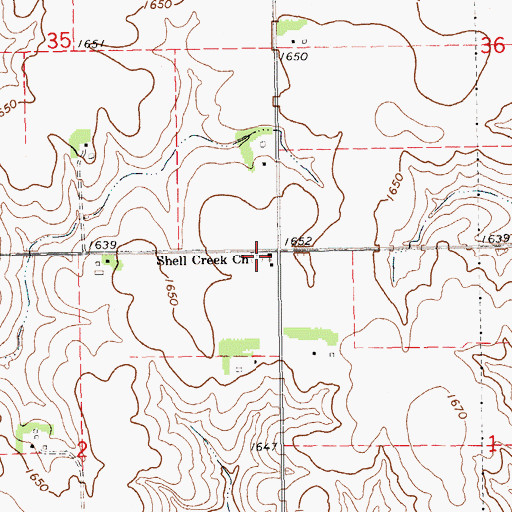 Topographic Map of Shell Creek Church, NE