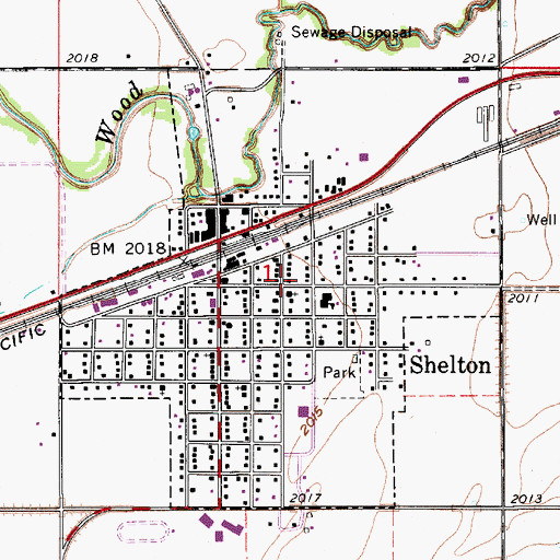 Topographic Map of Shelton, NE