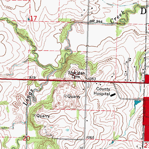 Topographic Map of Sheridan Cemetery, NE