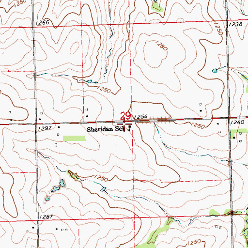 Topographic Map of Sheridan School, NE