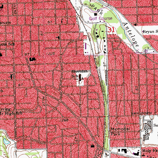 Topographic Map of Sheridan School, NE