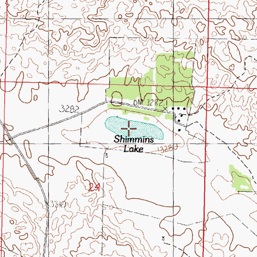 Topographic Map of Shimmins Lake, NE