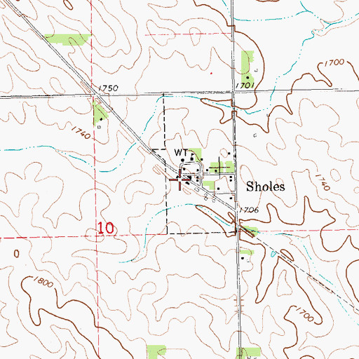 Topographic Map of Sholes, NE