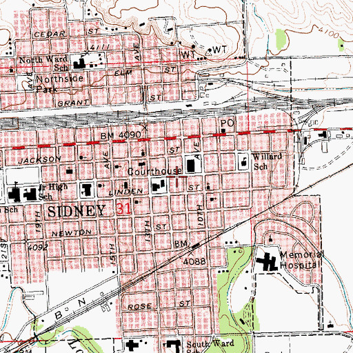 Topographic Map of Sidney, NE
