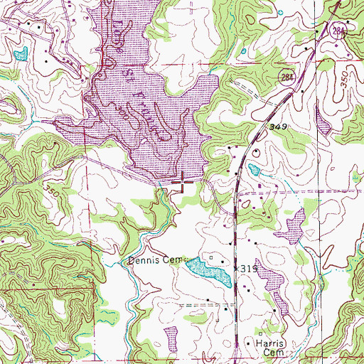 Topographic Map of Lake Saint Francis Dam, AR