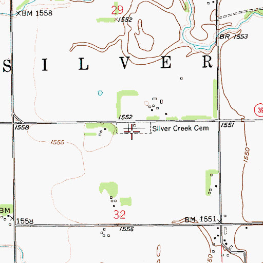 Topographic Map of Silver Creek Cemetery, NE