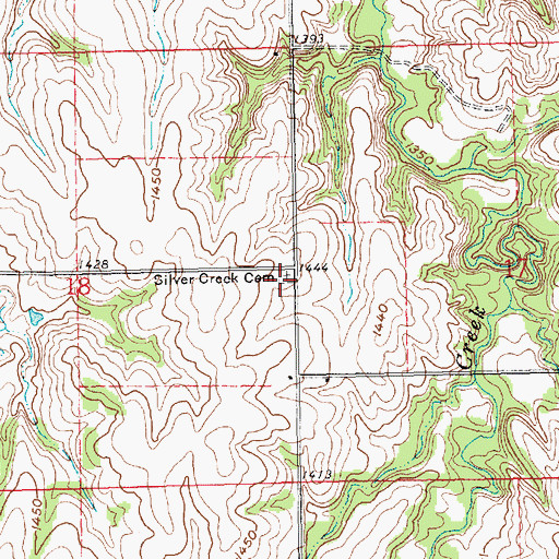 Topographic Map of Silver Creek Cemetery, NE