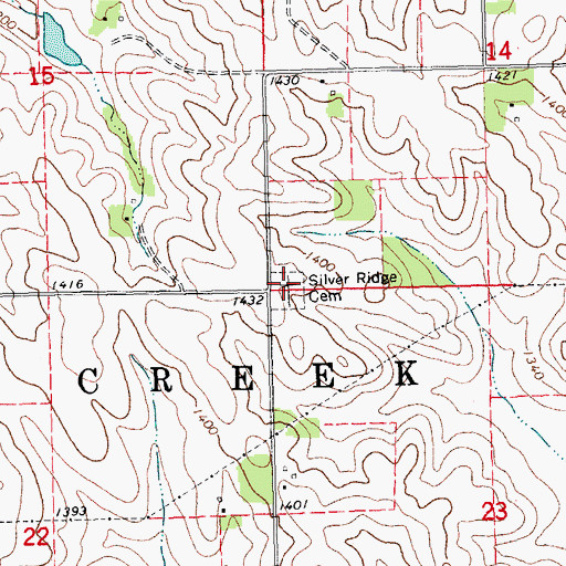 Topographic Map of Silver Ridge Cemetery, NE