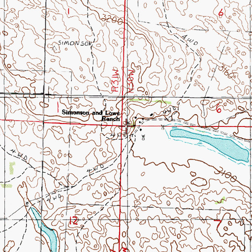 Topographic Map of Simonson and Lowe Ranch, NE