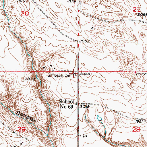 Topographic Map of Simpson Cemetery, NE