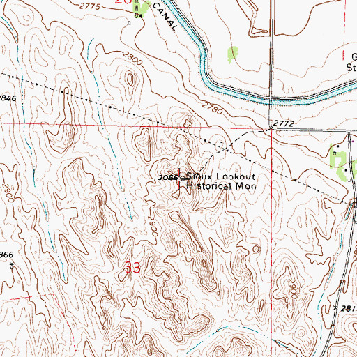 Topographic Map of Sioux Lookout Historical Monument, NE