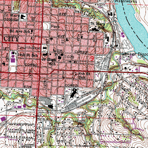 Topographic Map of Sixth Street School, NE