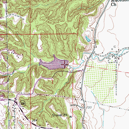 Topographic Map of Loeb Lake Dam, AR