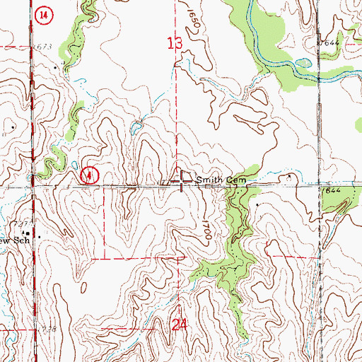 Topographic Map of Smith Cemetery, NE