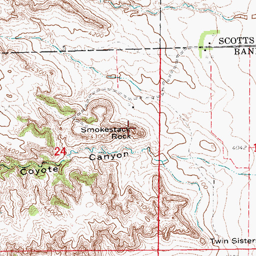 Topographic Map of Smokestack Rock, NE