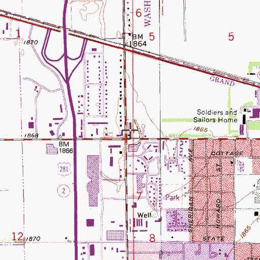 Topographic Map of Soldiers and Sailors Cemetery, NE