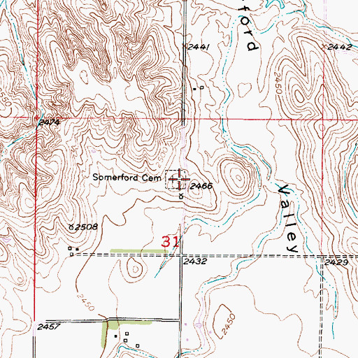 Topographic Map of Somerford Cemetery, NE