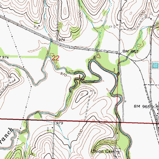 Topographic Map of South Branch Weeping Water Creek, NE
