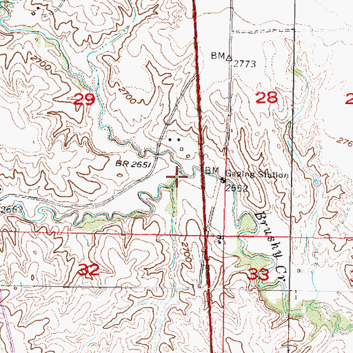 Topographic Map of South Brushy Creek, NE