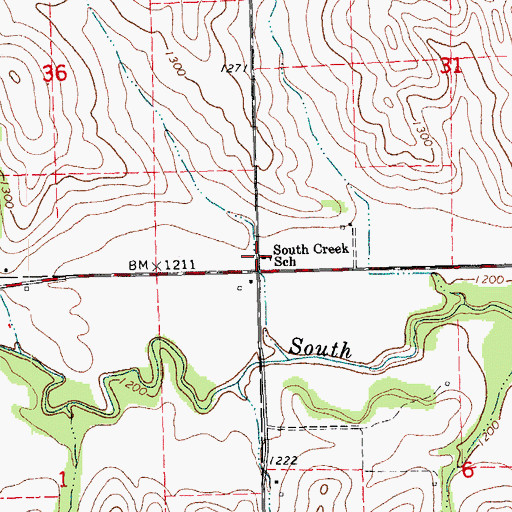 Topographic Map of South Creek School, NE