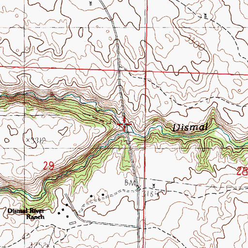 Topographic Map of South Fork Dismal River, NE