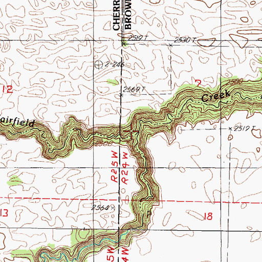 Topographic Map of South Fork Fairfield Creek, NE