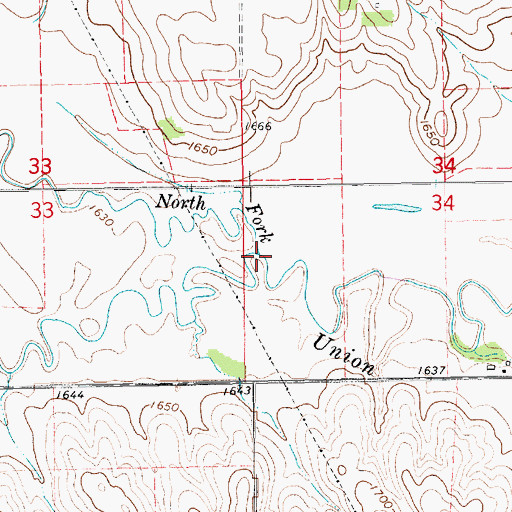 Topographic Map of South Fork Union Creek, NE