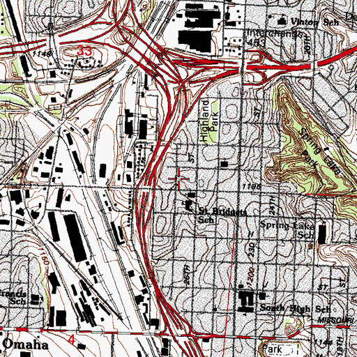 Topographic Map of South Lincoln School, NE