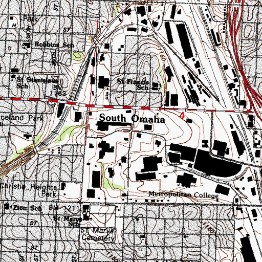 Topographic Map of South Omaha, NE